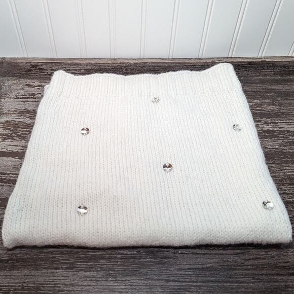 Victoria's Secret Soft White Knit Tube Infinity Scarf with Rhinestones One Size - Picture 1 of 3